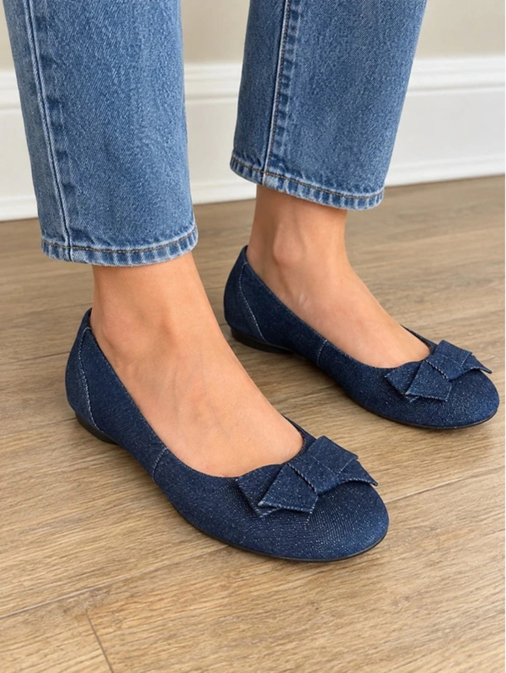 Clarks Bendables Women’s 8.5 M Denim Blue Bow Ballet Flats Comfort Shoes